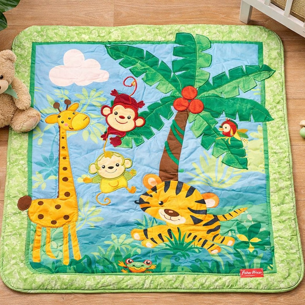 Fisher-Price Jungle Safari Baby Play Mat Reversible Tummy Time Floor Mat